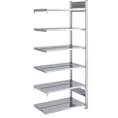 Boltless filing shelf unit, zinc plated, shelf height 2000 mm, double sided, extension shelf unit, WxD 750 x 600 mm.