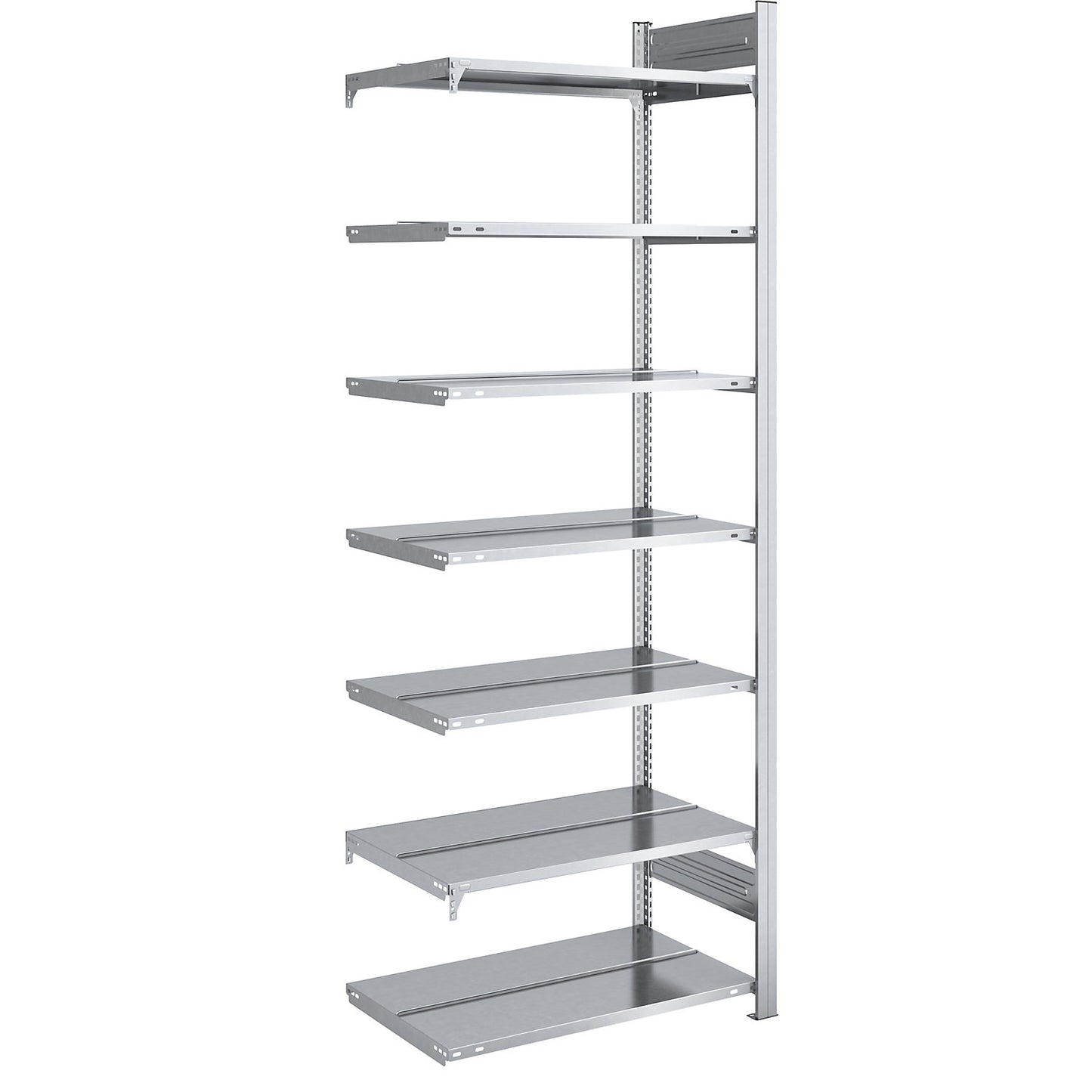 Boltless filing shelf unit, zinc plated, shelf height 2350 mm, double sided, extension shelf unit, WxD 750 x 600 mm.