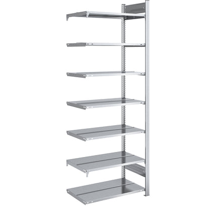 Boltless filing shelf unit, zinc plated, shelf height 2350 mm, double sided, extension shelf unit, WxD 750 x 600 mm.