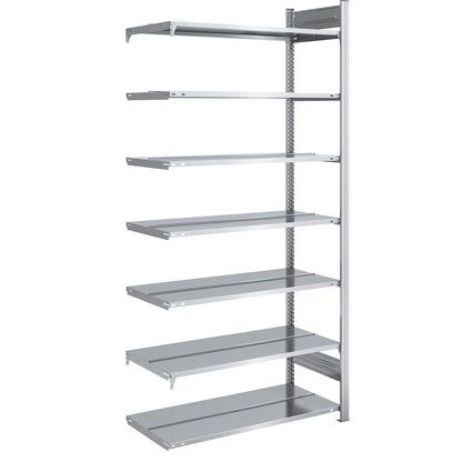 Boltless filing shelf unit, zinc plated, shelf height 2350 mm, double sided, extension shelf unit, WxD 1000 x 600 mm.