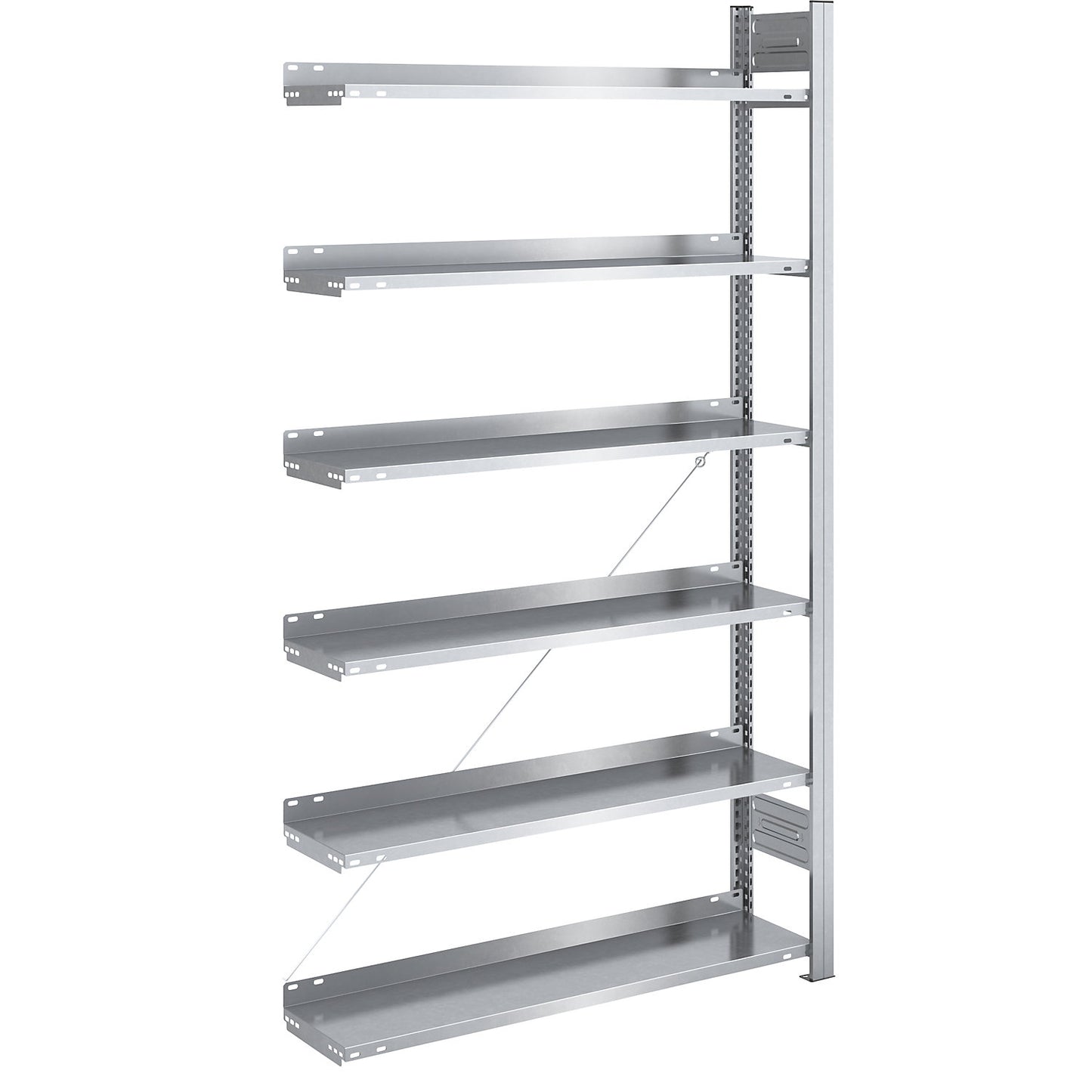 Boltless filing shelf unit, zinc plated, shelf height 2000 mm, single sided, extension shelf unit, WxD 1000 x 300 mm.