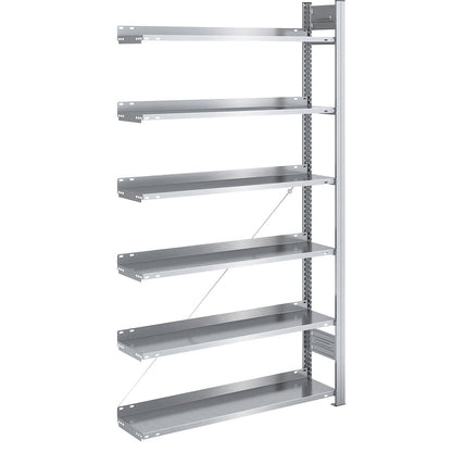 Boltless filing shelf unit, zinc plated, shelf height 2000 mm, single sided, extension shelf unit, WxD 1000 x 300 mm.