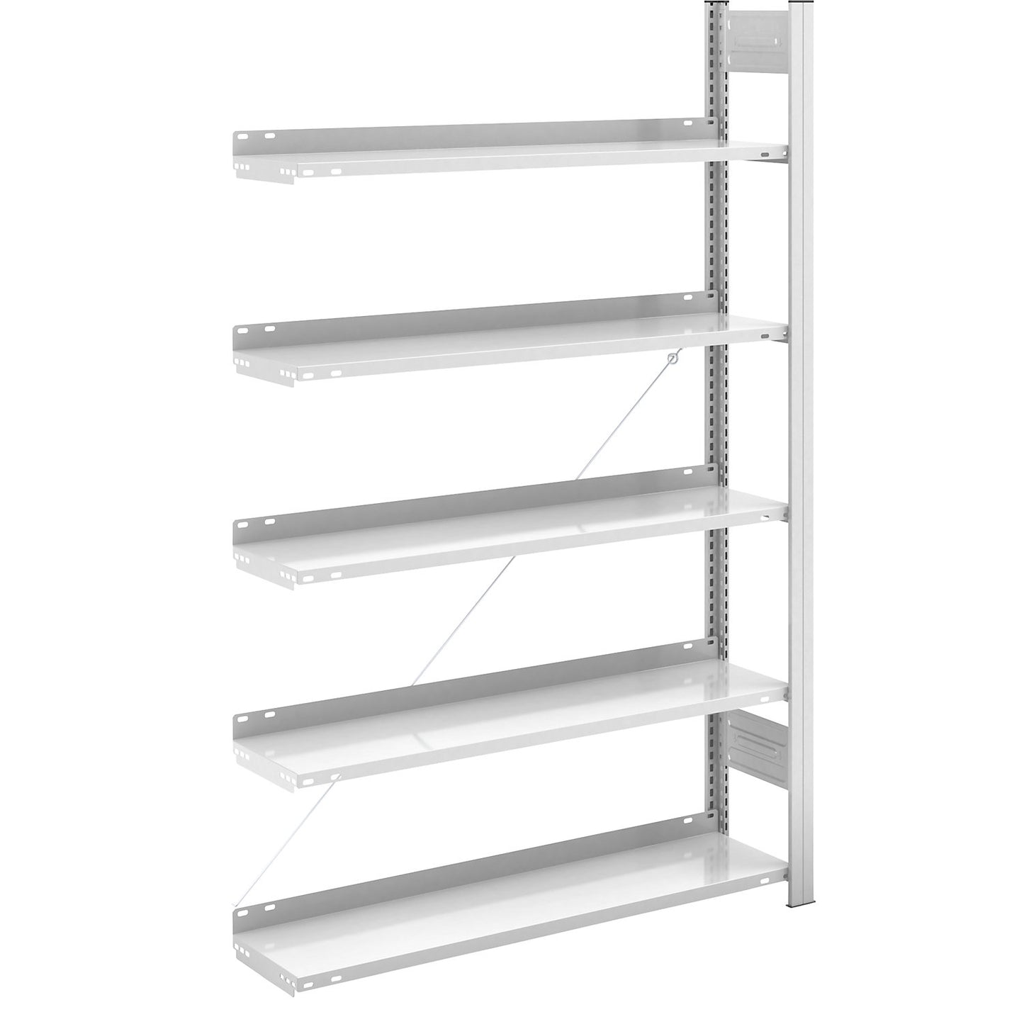 Boltless filing shelf unit, RAL 7035, shelf height 1750mm, single sided, extension shelf unit, WxD 1000 x 300 mm.