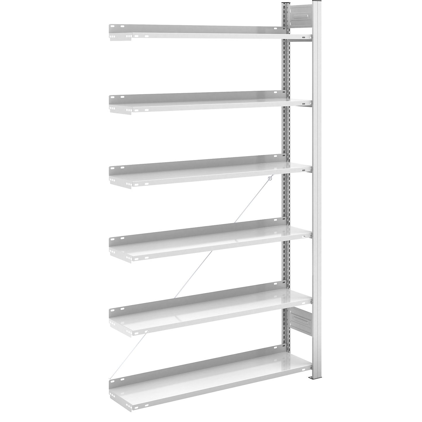 Boltless filing shelf unit, RAL 7035, shelf height 2000 mm, single sided, extension shelf unit, WxD 1000 x 300 mm.