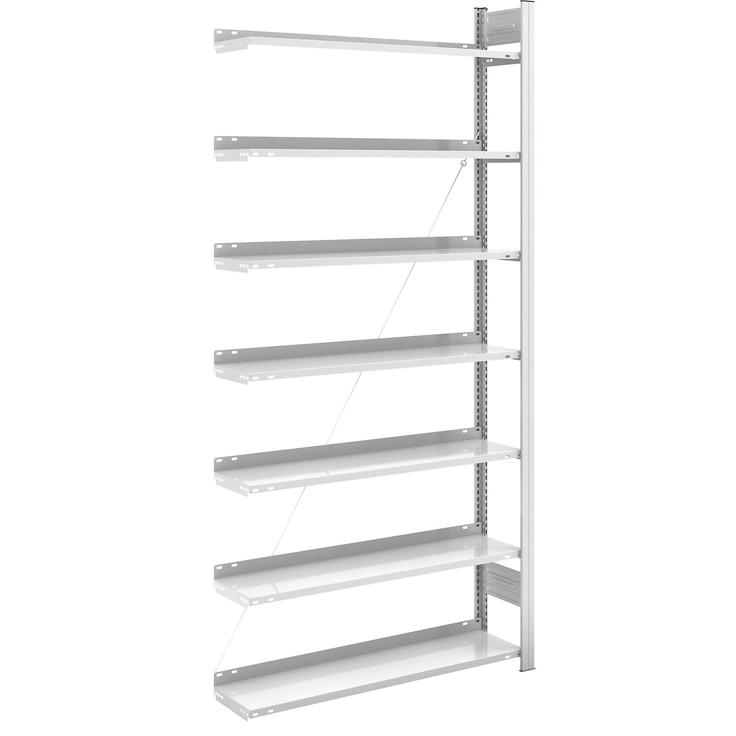 Boltless filing shelf unit, RAL 7035, shelf height 2350 mm, single sided, extension shelf unit, WxD 1000 x 300 mm.