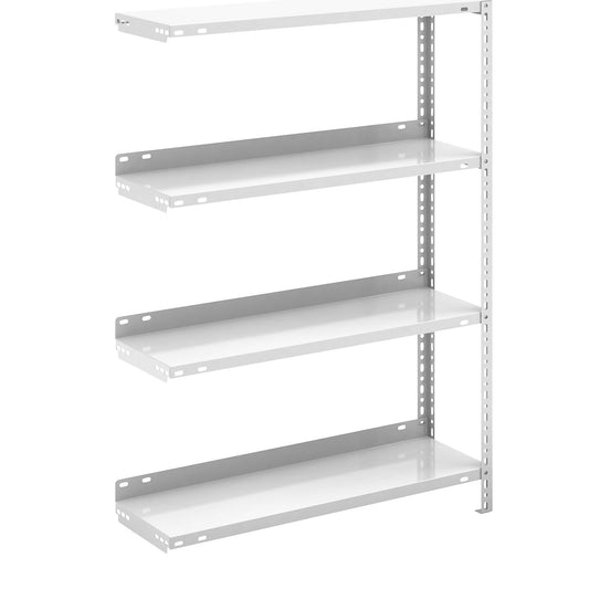 Bolt-together archive shelving, light grey RAL 7035, shelf height 1150 mm, extension shelf, width x depth 750 x 300 mm.