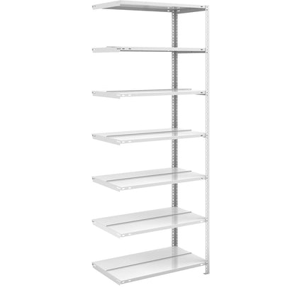 Bolt-together archive shelving, light grey RAL 7035, shelf height 2200 mm, double sided, extension shelf, width x depth 750 x 600 mm.