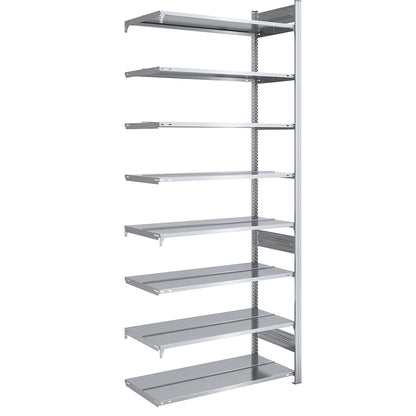 Boltless filing shelf unit, zinc plated, shelf height 2700 mm, double sided, extension shelf unit, WxD 1000 x 600 mm.