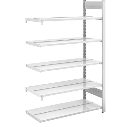 Boltless filing shelf unit, RAL 7035, shelf height 1750 mm, double sided, extension shelf unit, WxD 1000 x 600 mm.