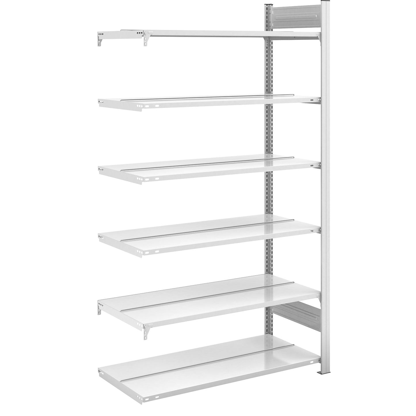 Boltless filing shelf unit, RAL 7035, shelf height 2000 mm, double sided, extension shelf unit, WxD 1000 x 600 mm.