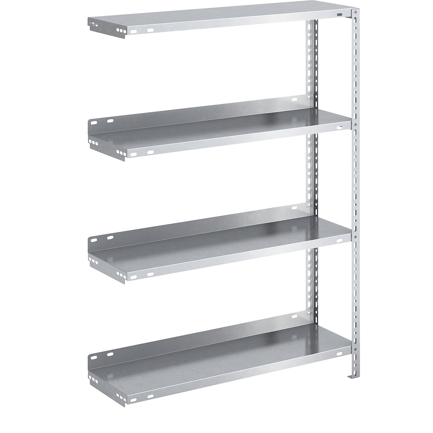 Bolt-together archive shelving, zinc plated, shelf height 1150 mm, extension shelf, width x depth 750 x 300 mm.