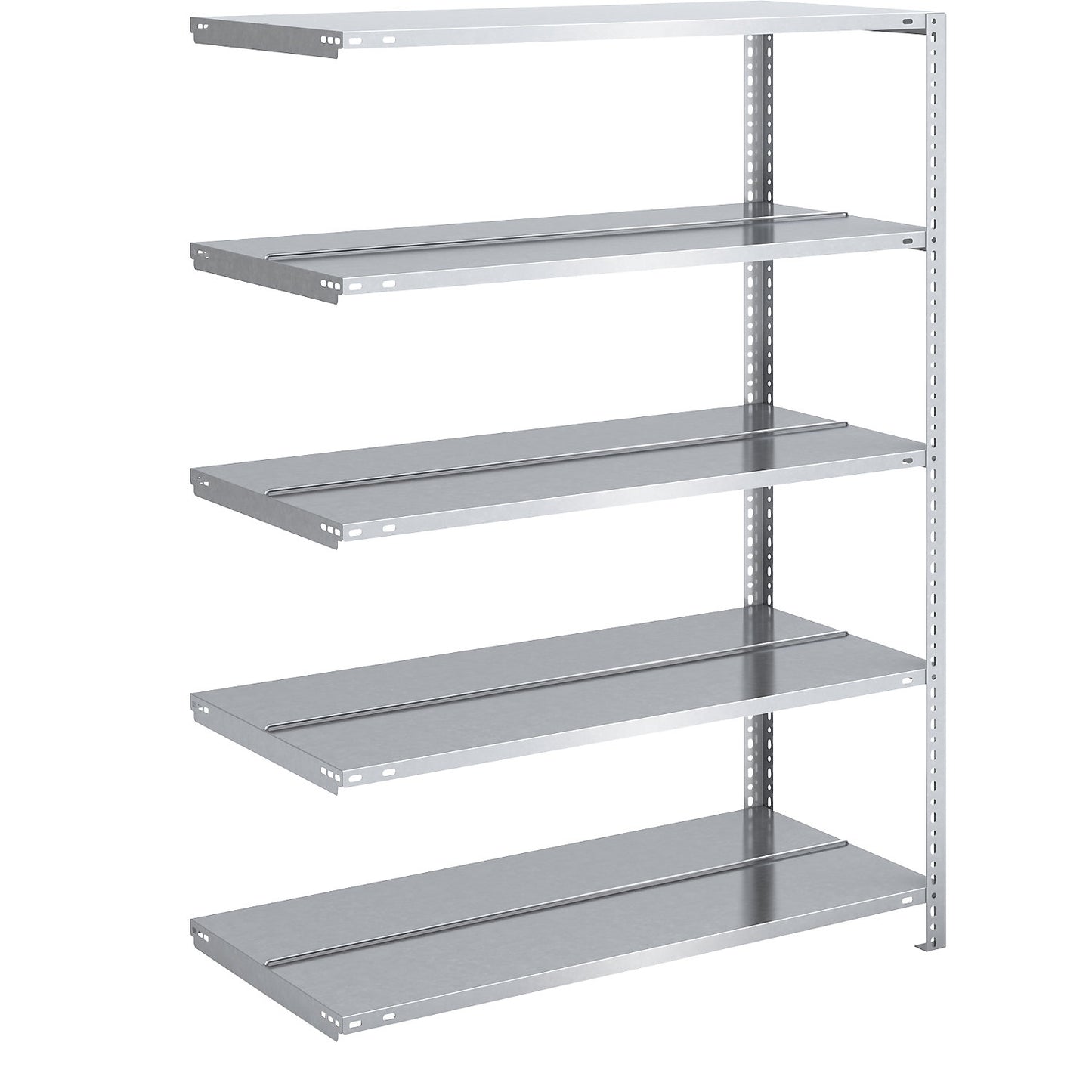 Bolt-together archive shelving, zinc plated, shelf height 1500 mm, double sided, extension shelf, width x depth 1000 x 600 mm.