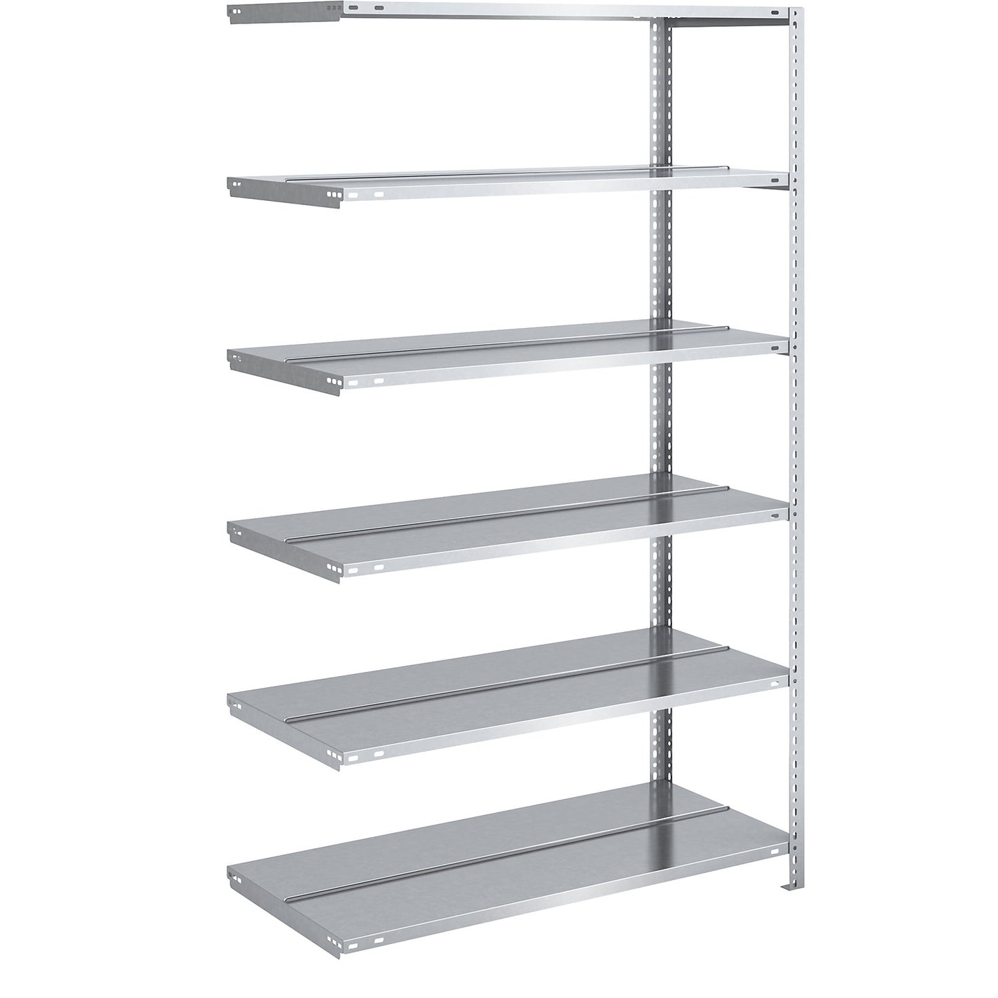 Bolt-together archive shelving, zinc plated, shelf height 1850 mm, double sided, extension shelf, width x depth 1000 x 600 mm.