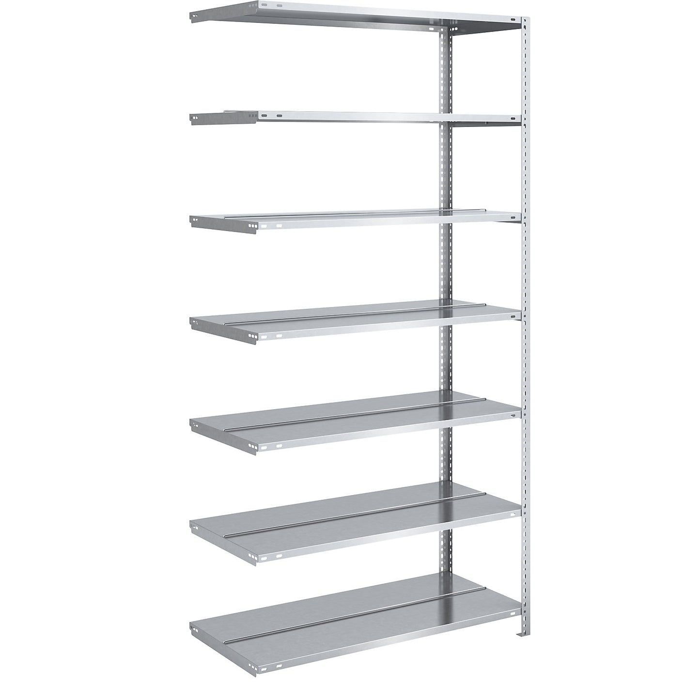Bolt-together archive shelving, zinc plated, shelf height 2200 mm, double sided, extension shelf, width x depth 1000 x 600 mm.