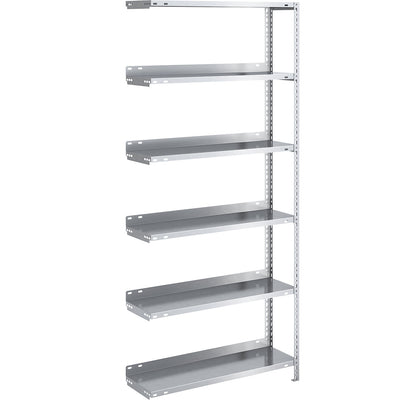 Bolt-together archive shelving, zinc plated, shelf height 1850 mm, extension shelf, width x depth 750 x 300 mm.
