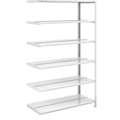 Bolt-together archive shelving, light grey RAL 7035, shelf height 1850 mm, double sided, extension shelf, width x depth 1000 x 600 mm.