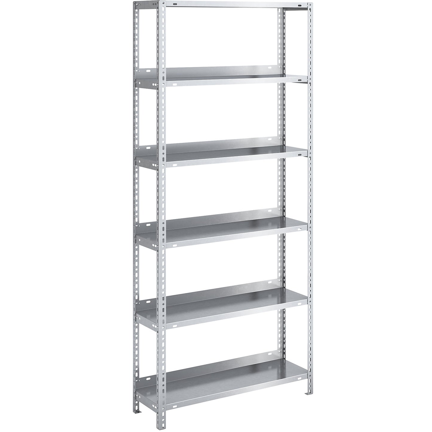Bolt-together archive shelving, zinc plated, shelf height 1850 mm, standard shelf, width x depth 750 x 300 mm.