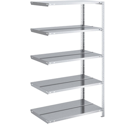 Bolt-together archive shelving, zinc plated, shelf height 1500 mm, double sided, extension shelf, width x depth 750 x 600 mm.