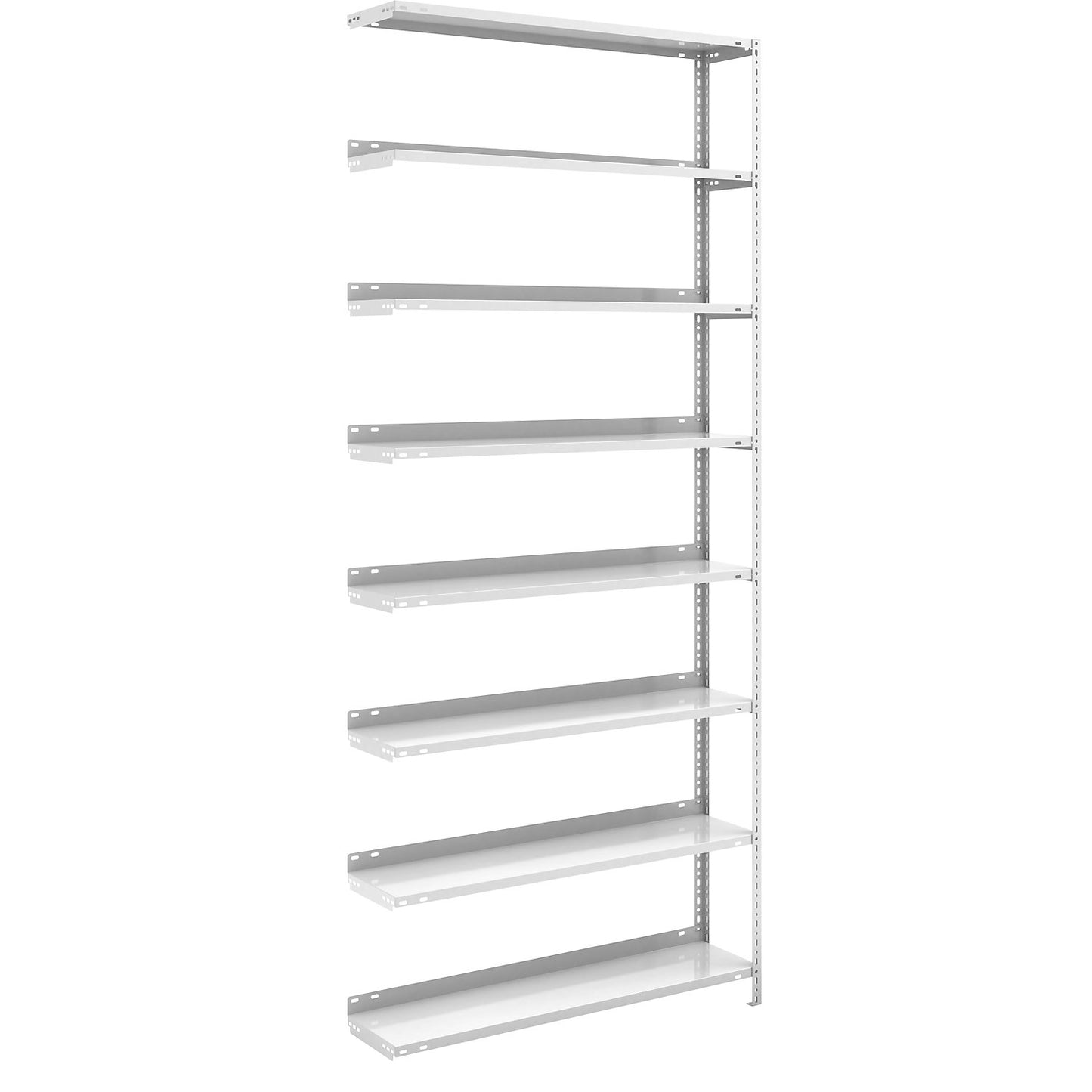 Bolt-together archive shelving, light grey RAL 7035, shelf height 2550 mm, extension shelf, width x depth 1000 x 300 mm.