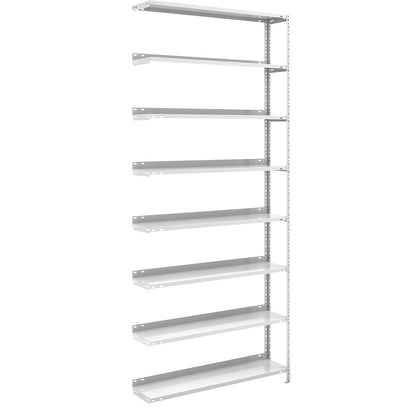 Bolt-together archive shelving, light grey RAL 7035, shelf height 2550 mm, extension shelf, width x depth 1000 x 300 mm.