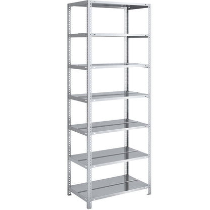 Bolt-together archive shelving, zinc plated, shelf height 2200 mm, double sided, standard shelf, width x depth 750 x 600 mm.