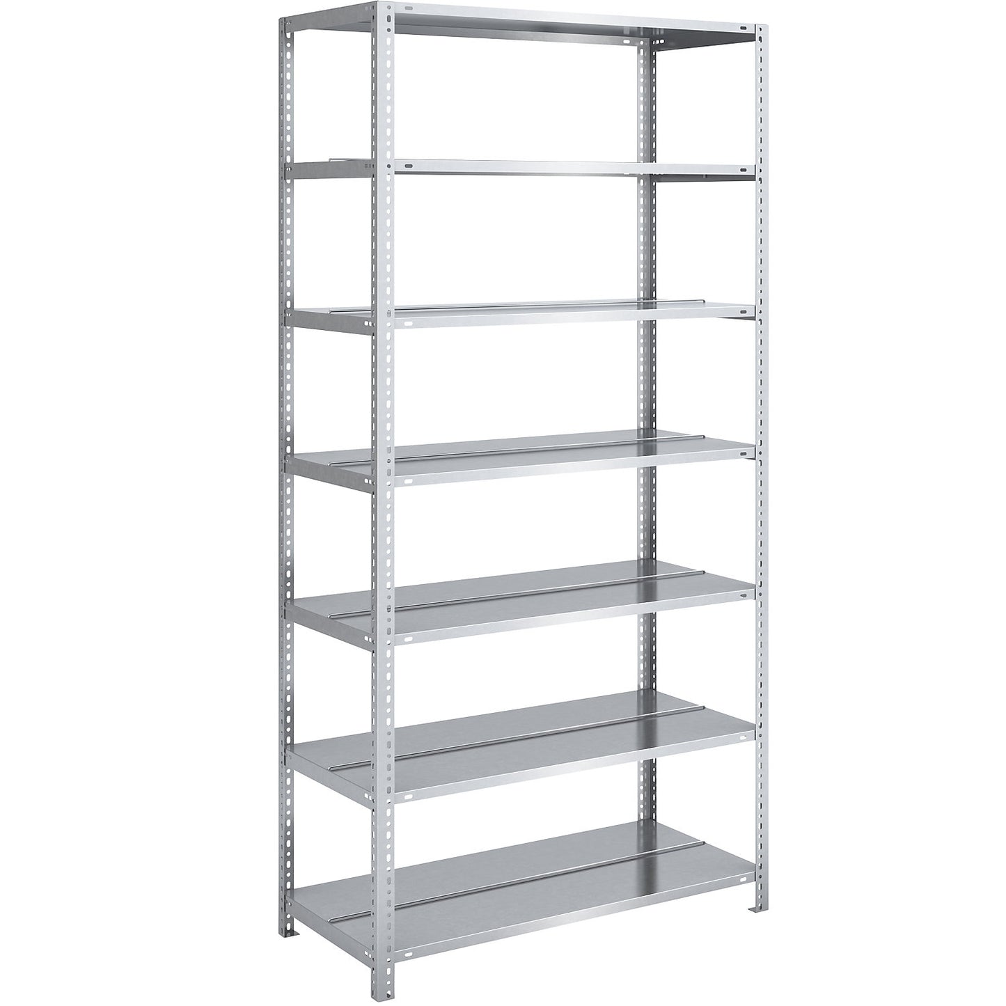 Bolt-together archive shelving, zinc plated, shelf height 2200 mm, double sided, standard shelf, width x depth 1000 x 600 mm.