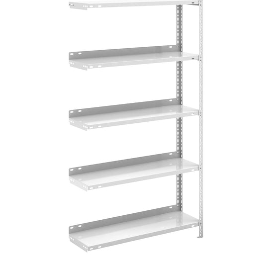 Bolt-together archive shelving, light grey RAL 7035, shelf height 1500 mm, extension shelf, width x depth 750 x 300 mm.