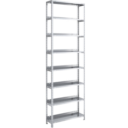 Bolt-together archive shelving, zinc plated, shelf height 2550 mm, standard shelf, width x depth 750 x 300 mm.