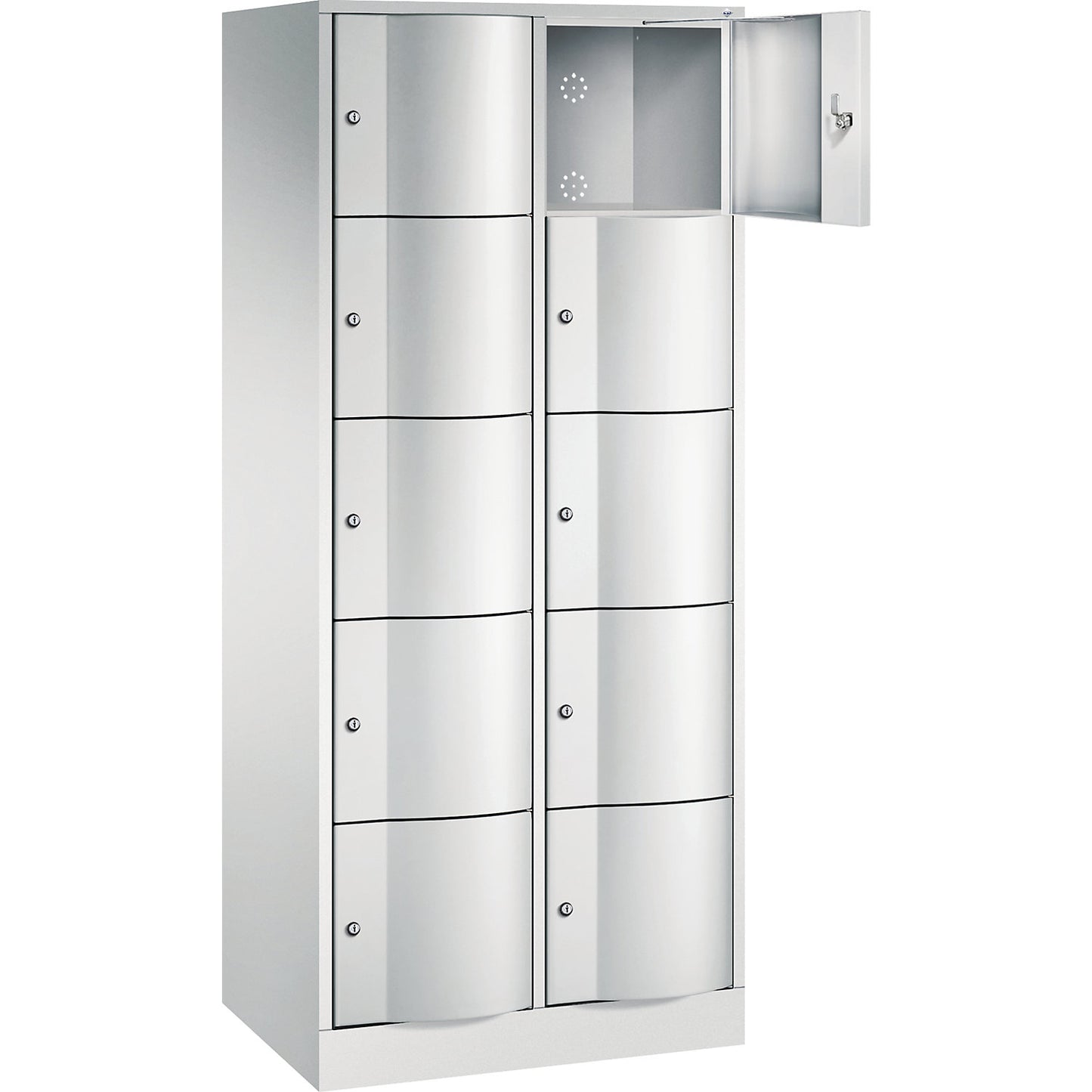 Resisto 5-fold compartment locker, 2 compartments, light grey.