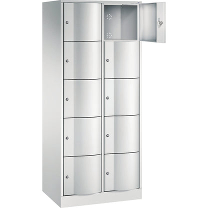 Resisto 5-fold compartment locker, 2 compartments, light grey.