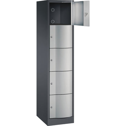 Resisto 5-fold compartment locker, 1 compartment, black grey / white aluminium.