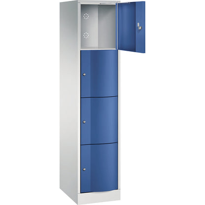 Resisto 4-fold compartment locker, 1 compartment, light grey / gentian blue.