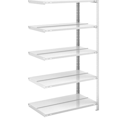 Bolt-together archive shelving, light grey RAL 7035, shelf height 1500 mm, double sided, extension shelf, width x depth 750 x 600 mm.