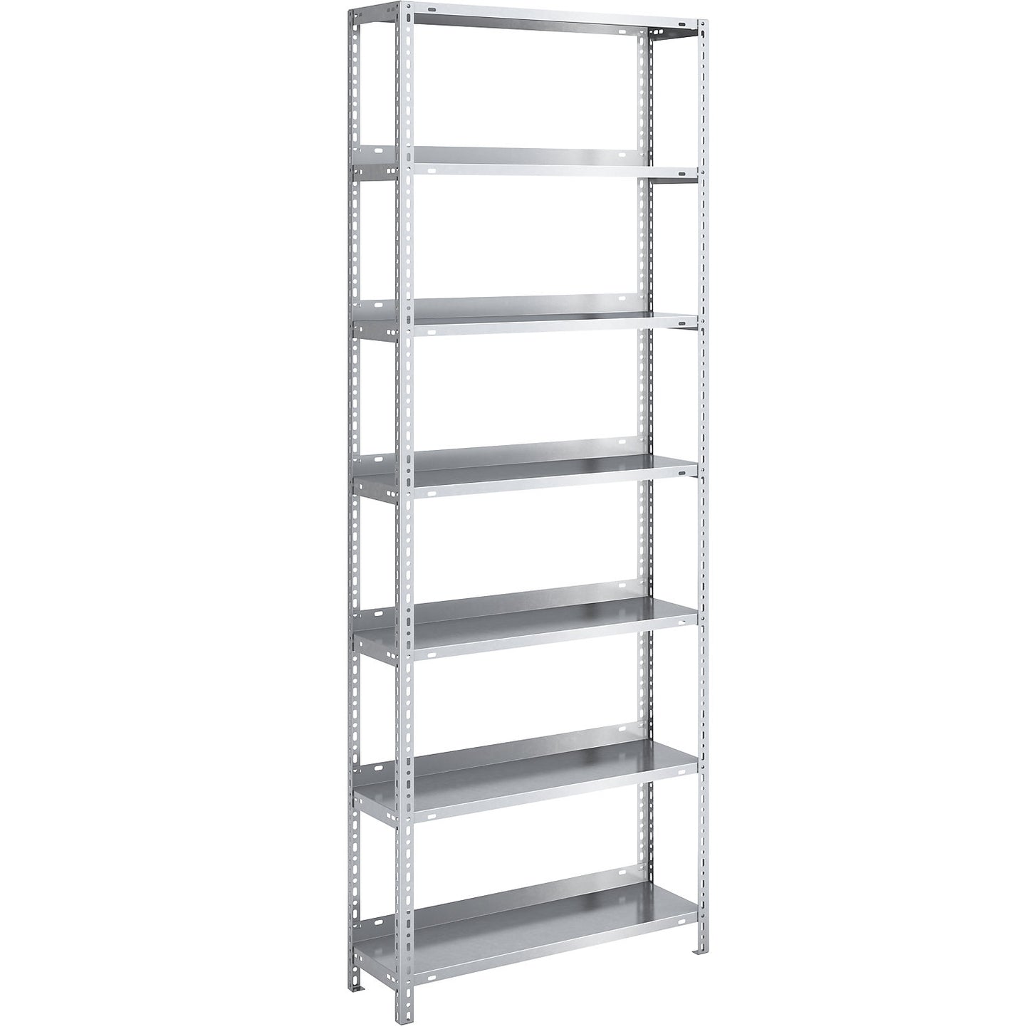Bolt-together archive shelving, zinc plated, shelf height 2200 mm, standard shelf, width x depth 750 x 300 mm.