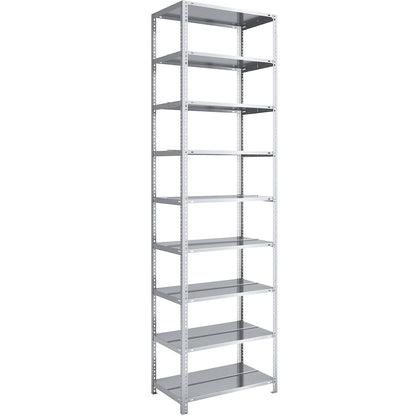 Bolt-together archive shelving, zinc plated, shelf height 2900 mm, double sided, standard shelf, width x depth 750 x 600 mm.