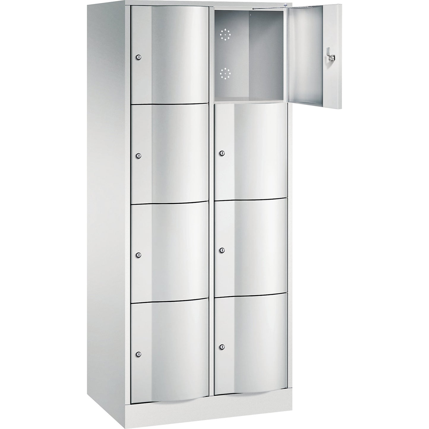 Resisto 4-fold compartment locker, 2 compartments, light grey.
