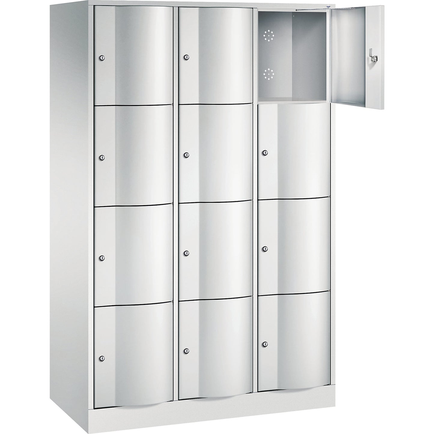 Resisto 4-fold compartment locker, 3 compartments, light grey.