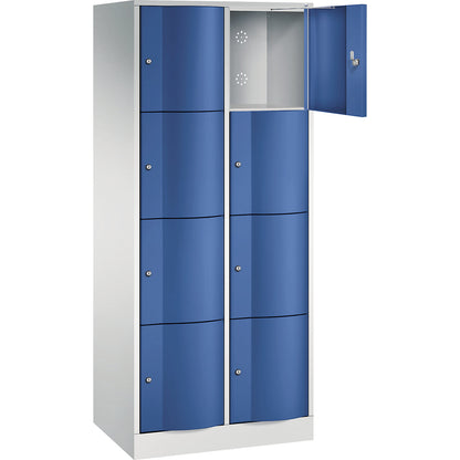 Resisto 4-fold compartment locker, 2 compartments, light grey / gentian blue.
