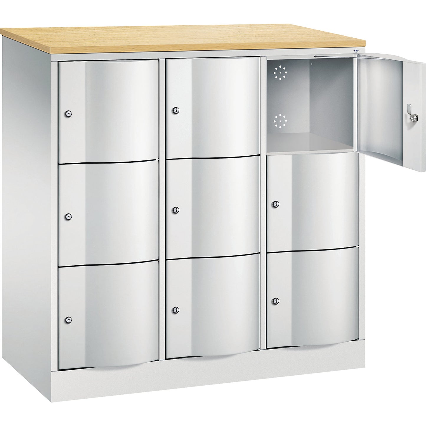 Resisto 3-fold compartment locker, 3 compartments, light grey.
