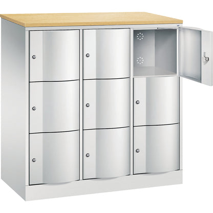 Resisto 3-fold compartment locker, 3 compartments, light grey.