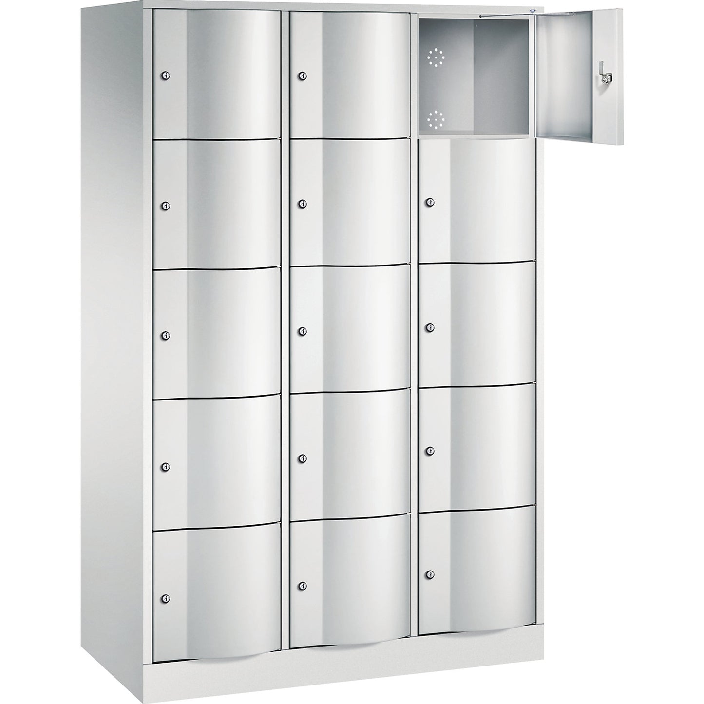 Resisto 5-fold compartment locker, 3 compartments, light grey.