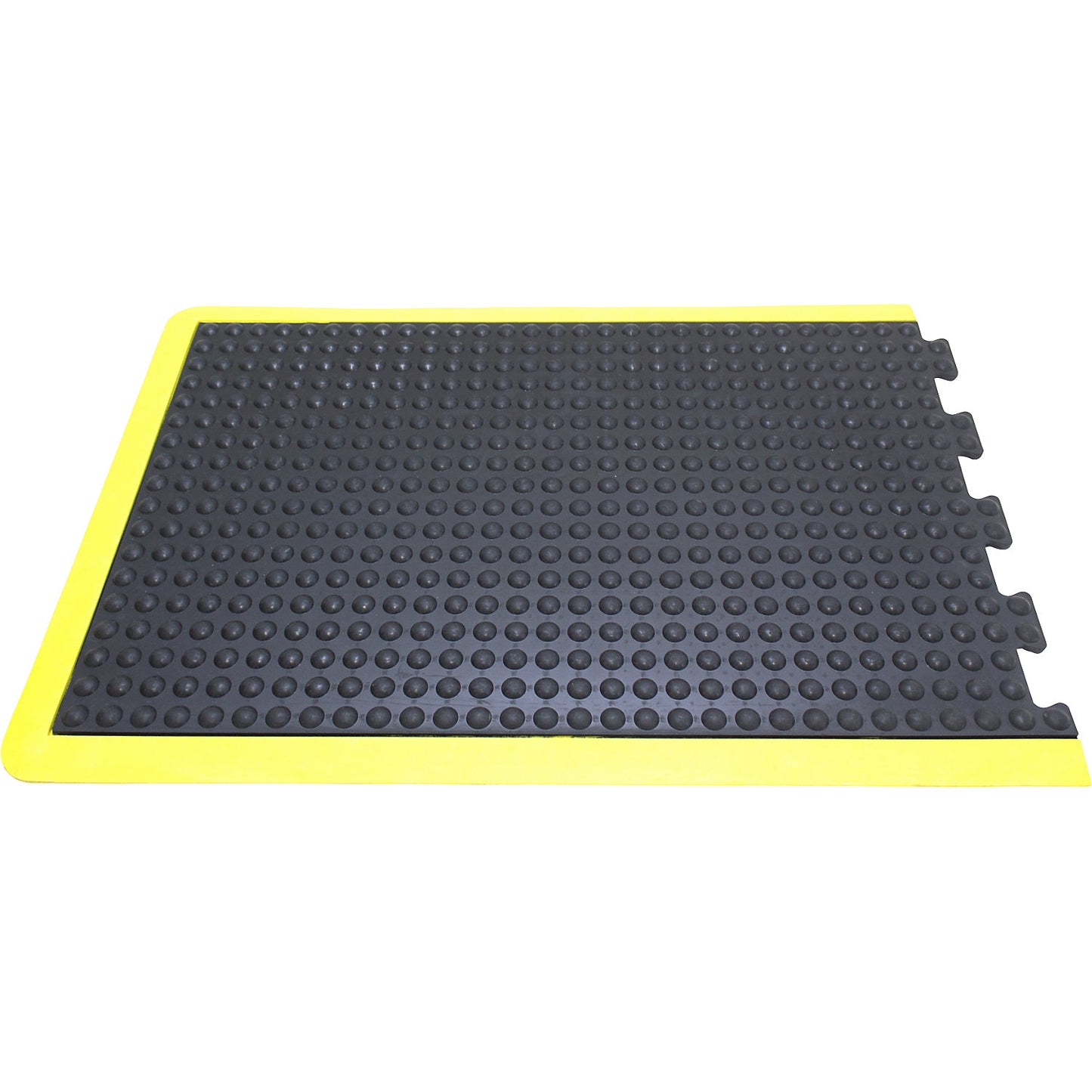 Bubblemat safety anti-fatigue matting, LxWxH 900 x 600 x 14 mm, yellow-black, start/end element.