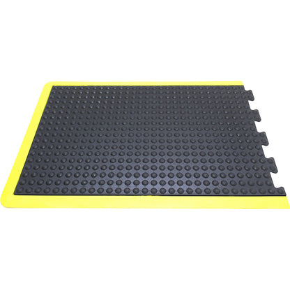 Bubblemat safety anti-fatigue matting, LxWxH 900 x 600 x 14 mm, yellow-black, start/end element.
