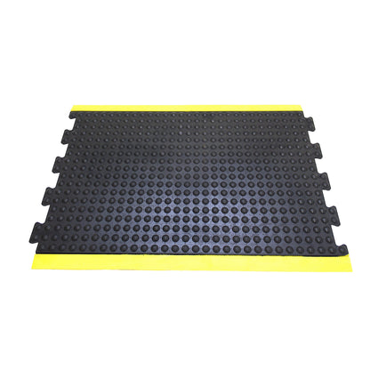 Bubblemat safety anti-fatigue matting, LxWxH 900 x 600 x 14 mm, yellow-black, centre element.