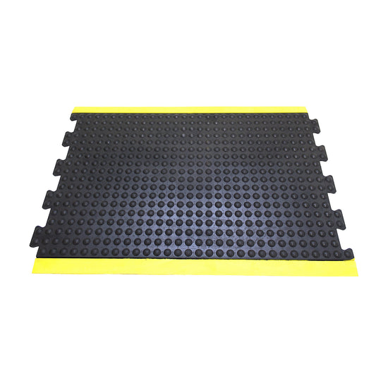Bubblemat safety anti-fatigue matting, LxWxH 900 x 600 x 14 mm, yellow-black, centre element.