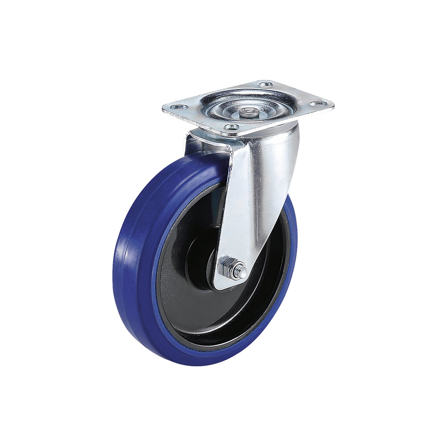 Full-elastic tyres on plastic rims, wheel Ø x width 100 x 36 mm, swivel castor.