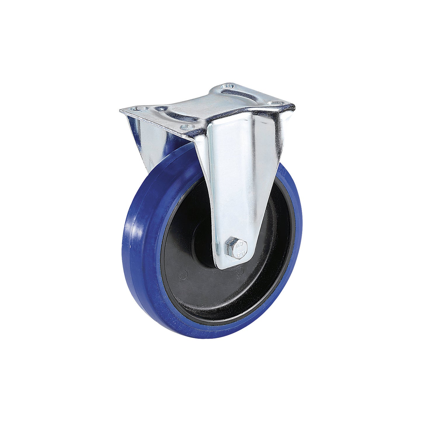 Full-elastic tyres on plastic rims, wheel Ø x width 160 x 50 mm, fixed castor.