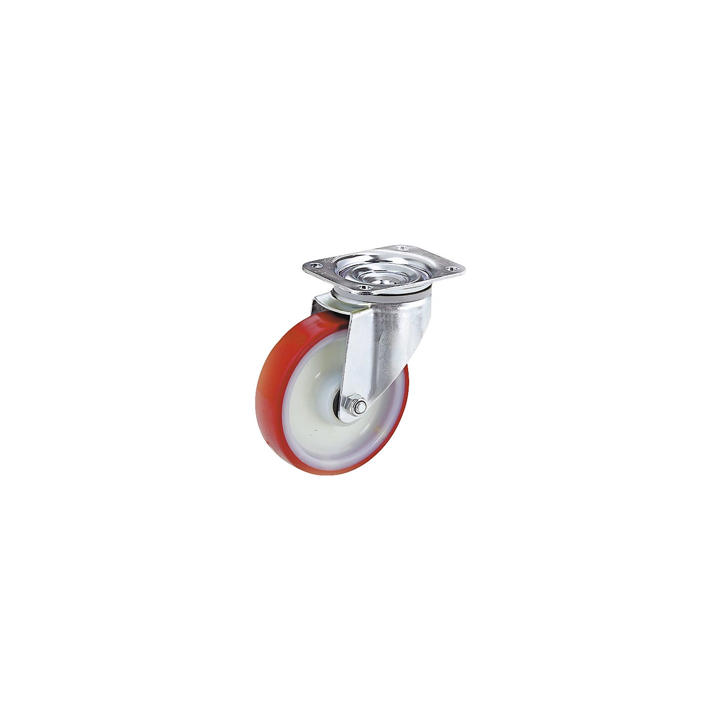 Polyurethane tyre on nylon rim, wheel Ø x width 80 x 32 mm, swivel castor.