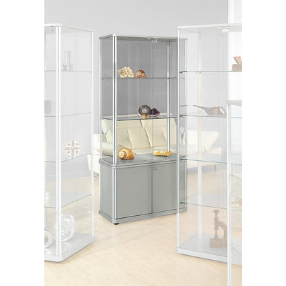 Designer glass cabinet, with base cupboard, HxWxD 1800 x 820 x 420 mm, without illumination.