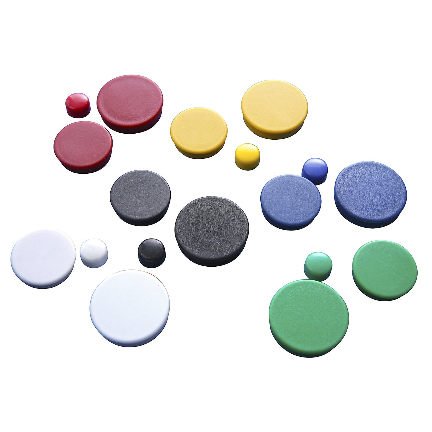 Round magnet, plastic, Ø 30 mm, pack of 36, green.